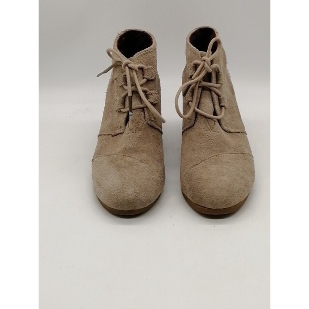 Toms Boots Womens Kala Beige 7.5 Suede Ankle Bootie Shoe Wedge 10012956